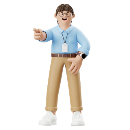 Hombre de negocios señalando con el dedo hacia adelante  3D Illustration