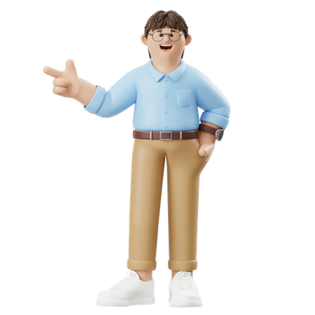 Hombre de negocios señalando con el bolsillo de la mano  3D Illustration