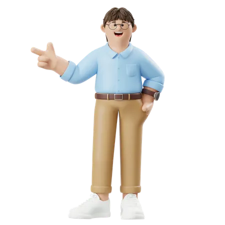 Hombre de negocios señalando con el bolsillo de la mano  3D Illustration