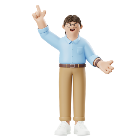 Empresario apuntando hacia arriba  3D Illustration