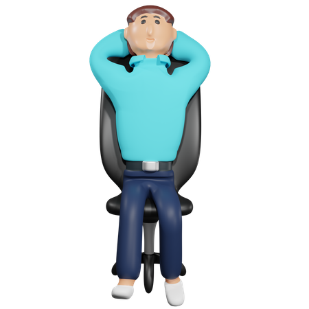 Empresário senta-se vagarosamente em uma cadeira  3D Illustration