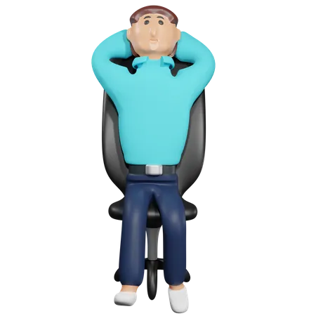 Empresário senta-se vagarosamente em uma cadeira  3D Illustration