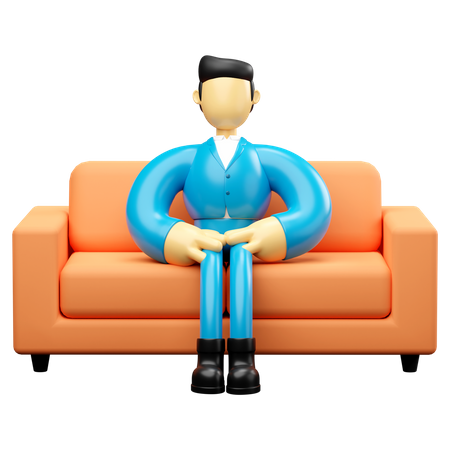 Empresario sentado en el sofá  3D Icon