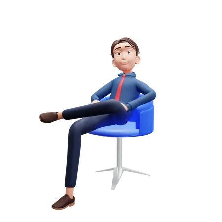 Hombre de negocios, sentarse, silla  3D Illustration