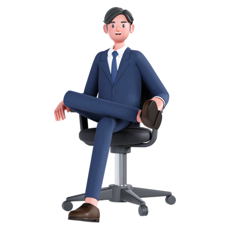 Empresario sentado en una silla  3D Illustration