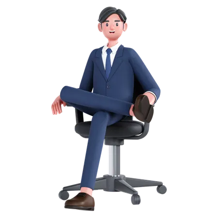 Empresario sentado en una silla  3D Illustration