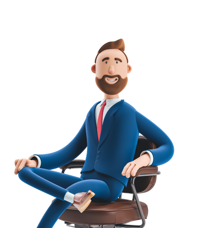Empresario sentado en una silla de oficina  3D Illustration