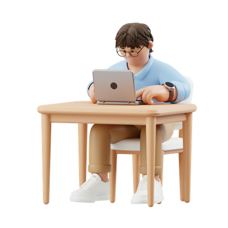 Hombre de negocios serio escribiendo en el teclado  3D Illustration