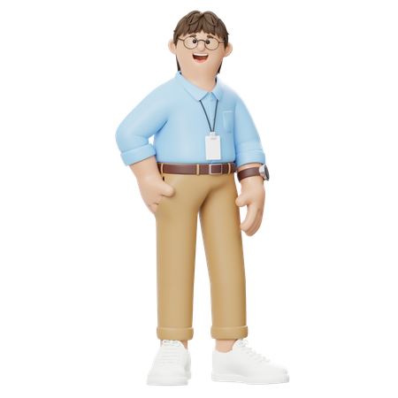 Hombre de negocios sonriendo mientras mira a la derecha  3D Illustration