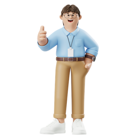 Hombre de negocios sonriendo y con el pulgar hacia arriba  3D Illustration