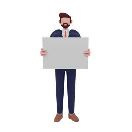 Empresario sosteniendo cartel  3D Illustration