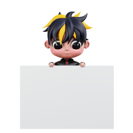 Empresario sosteniendo pizarra blanca  3D Icon