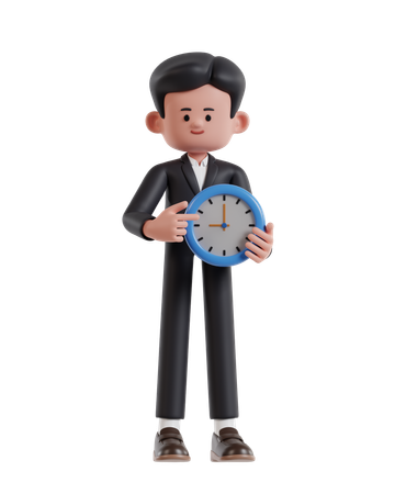 Empresario sosteniendo el reloj  3D Illustration
