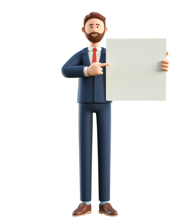 Empresario sosteniendo tablero en blanco blanco  3D Icon