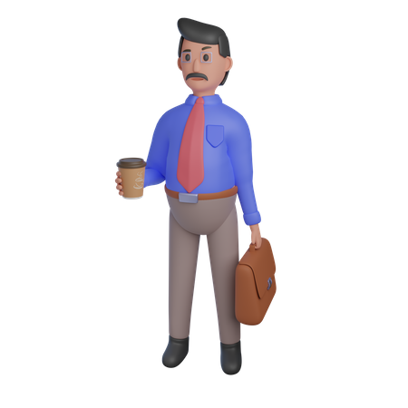 Empresario sosteniendo una taza de café  3D Illustration