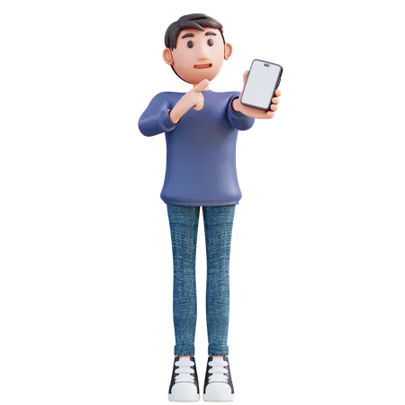 Empresario sosteniendo teléfono celular  3D Illustration