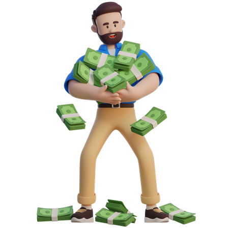 Empresario con mucho dinero  3D Illustration