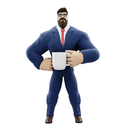 Empresário tomando café  3D Illustration
