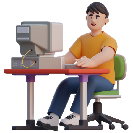 Empresario trabajando en el escritorio  3D Icon