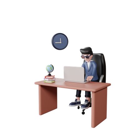 Empresario trabajando en horario de oficina  3D Illustration
