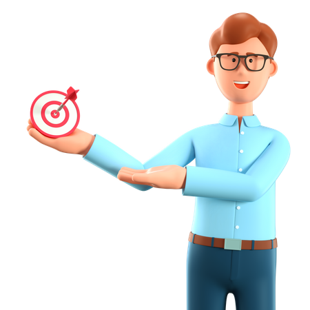 Empresario trabajando en objetivo empresarial  3D Icon