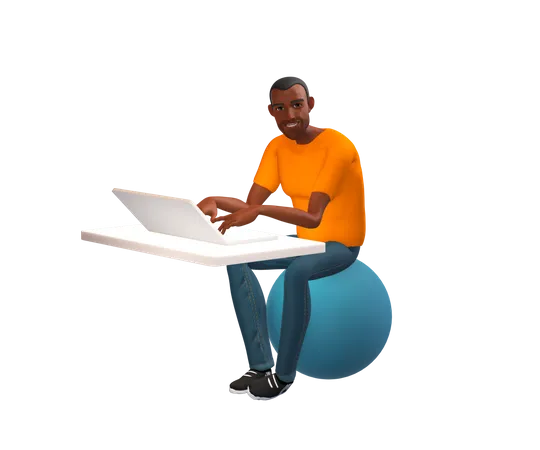 Empresario trabajando en la computadora portátil  3D Illustration