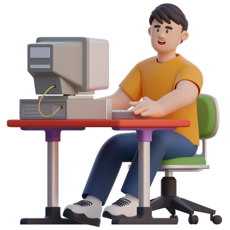 Empresário trabalhando na mesa  3D Illustration