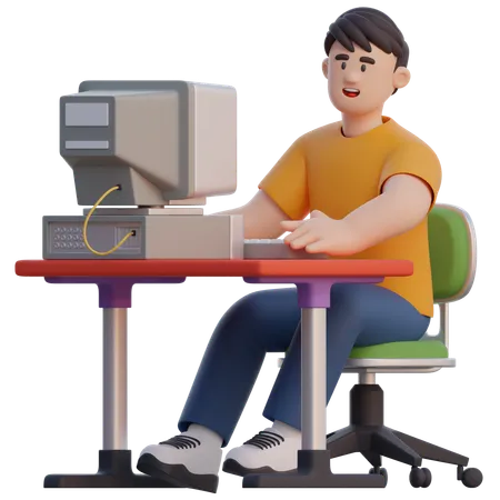Empresário trabalhando na mesa  3D Illustration