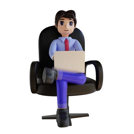 Homem Sentado Em Uma Cadeira De Escritorio 3D Illustration