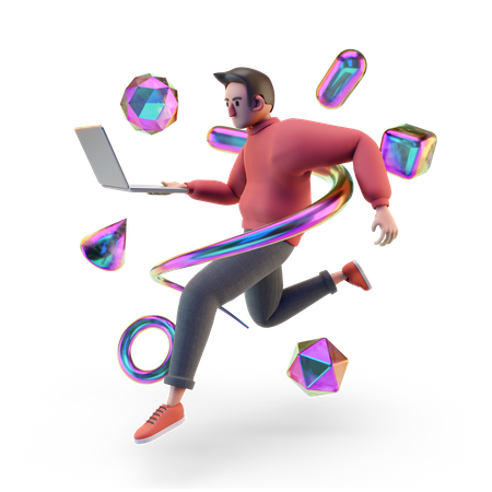 Pessoa de negócios trabalhando no laptop  3D Illustration
