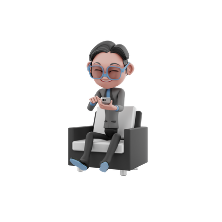 Empresario usando movil  3D Illustration