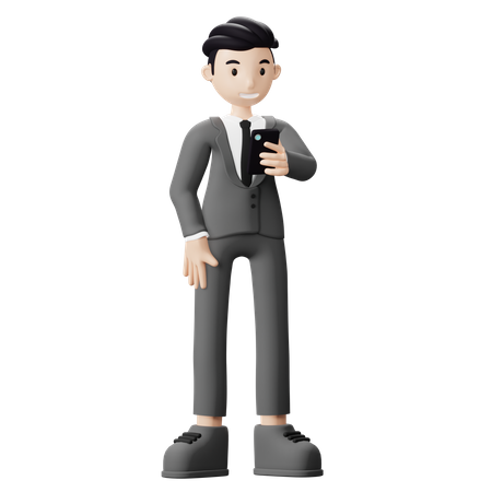 Empresário usando smartphone  3D Illustration