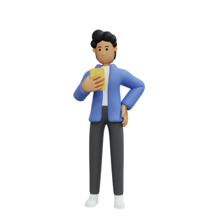 Hombre de negocios usando el teléfono  3D Illustration