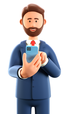 Hombre de negocios usando el teléfono  3D Illustration