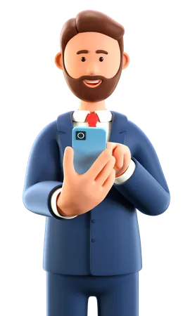 Hombre de negocios usando el teléfono  3D Illustration