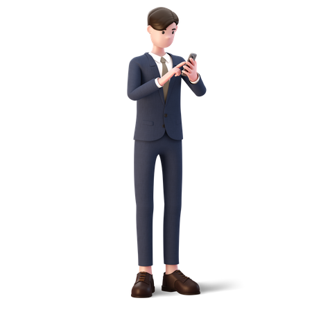 Hombre de negocios usando el teléfono  3D Illustration