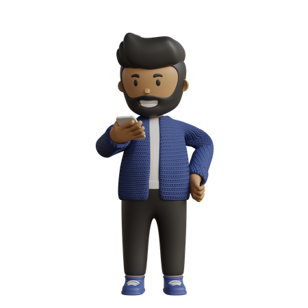 Hombre de negocios usando el teléfono  3D Illustration