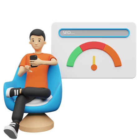 Empresário verificando o desempenho de SEO  3D Icon