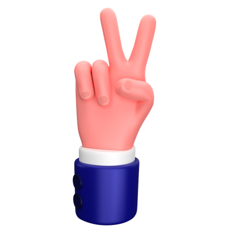 Gesto de la mano de victoria del empresario  3D Icon