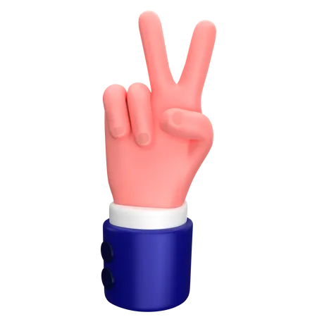 Gesto de la mano de victoria del empresario  3D Icon