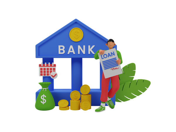 Empréstimo bancário  3D Illustration