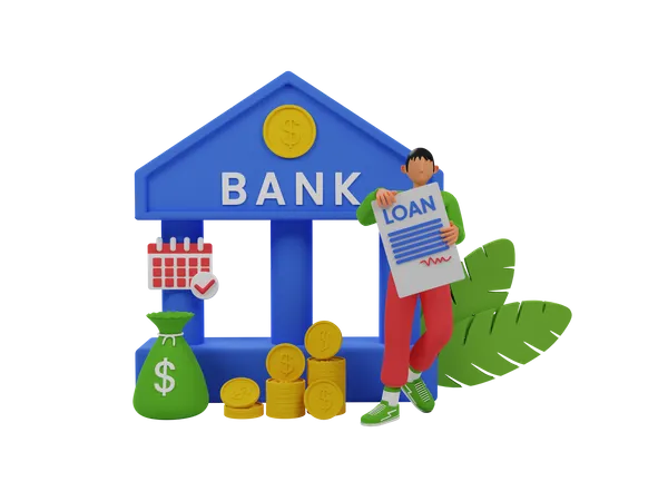 Empréstimo bancário  3D Illustration