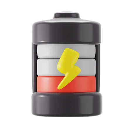 Super Low Charge Electric Battery Power Supply With Thunder Bolt Energy Logo Symbol 3 D Icon Illustration Render Design 3D Icon