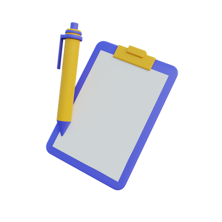 Empty Clipboard And Pen 3D Icon