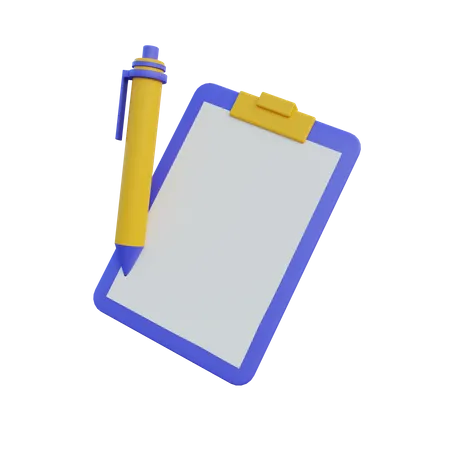 Empty Clipboard And Pen  3D Icon