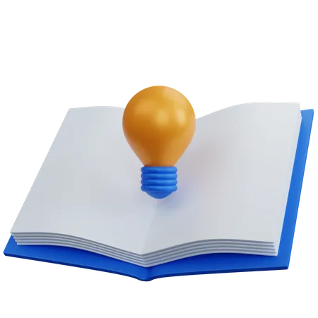 Empty Open Book With Lamp  3D Icon