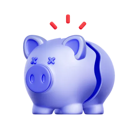 Empty Savings Piggy Bank  3D Icon