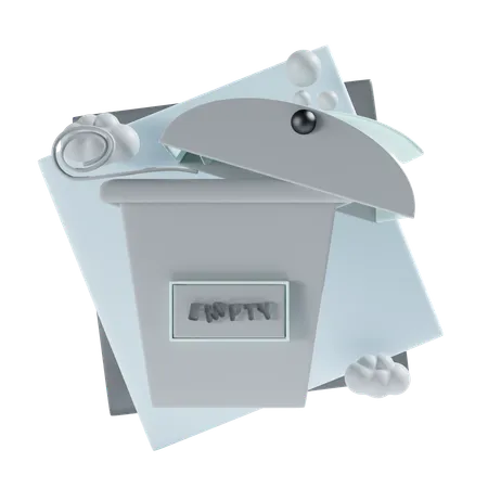 Empty Trash With Square Background 3 D Icon 3D Icon