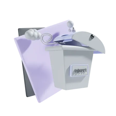 Empty Trash With Square Background 3 D Icon 3D Icon