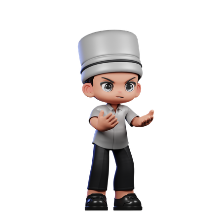 Chef mignon en colère  3D Illustration